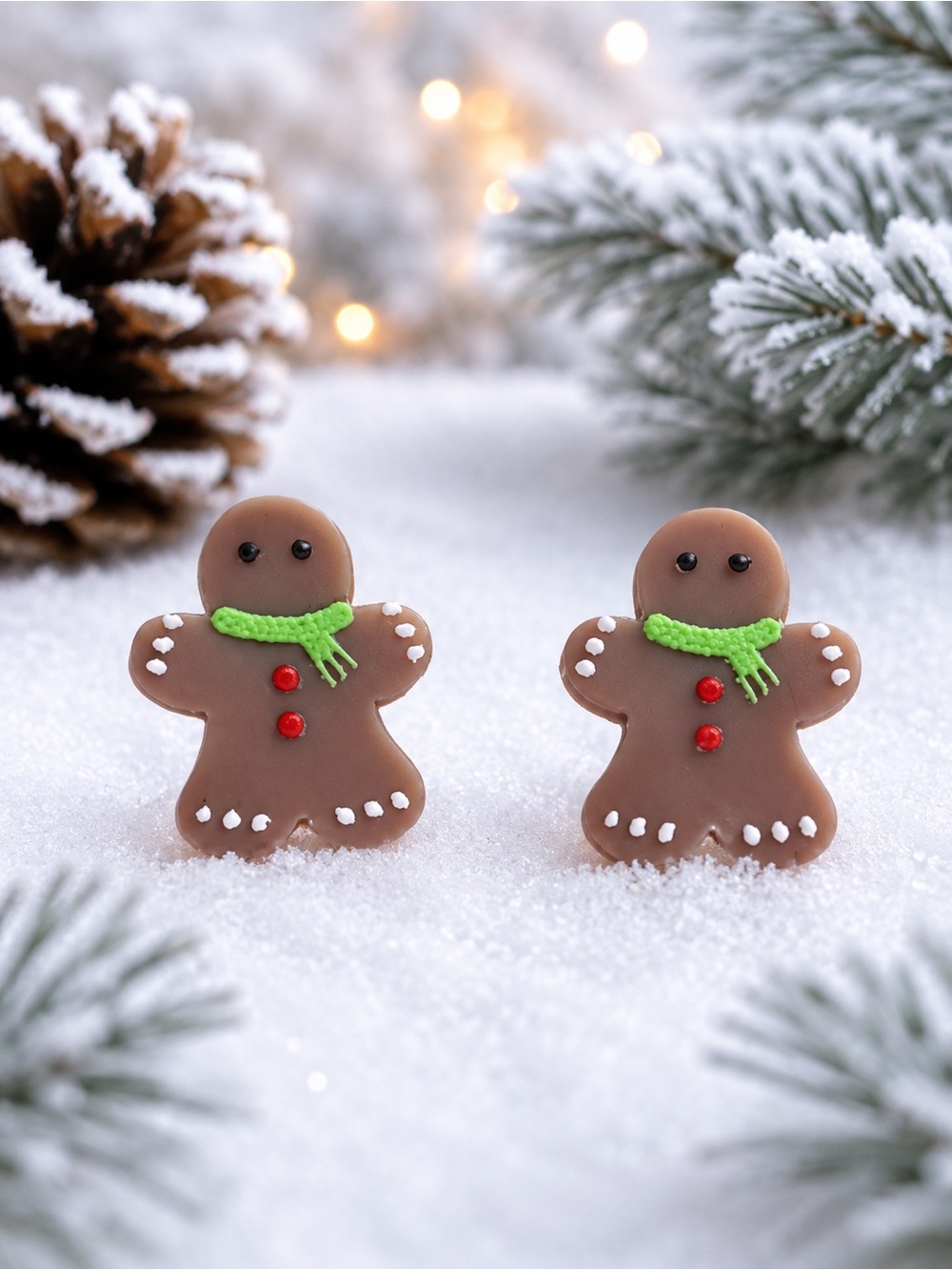 Gingerbread Man Stud Earrings – Christmas Holiday
